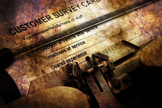 Customer survey form on vintage typewriter