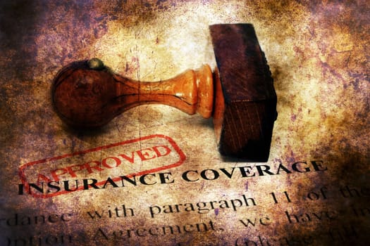 Stamp approved  on Insurance coverage concept