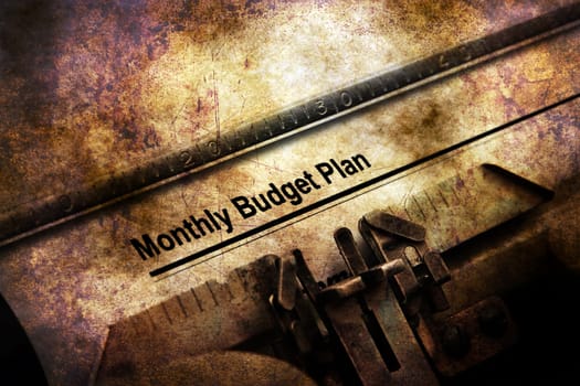 Monthly budget plan on vintage typewriter