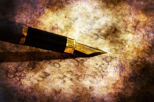 Fountain pen on old letter