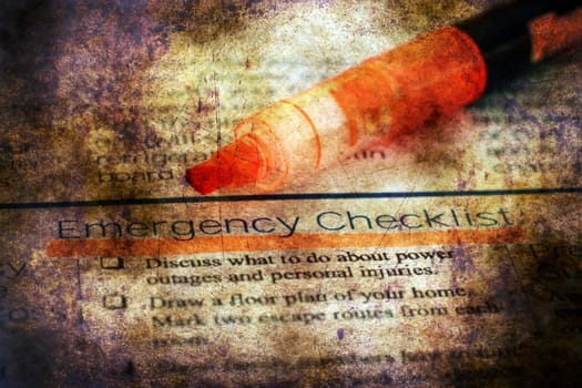 Emergency checklist grunge concept