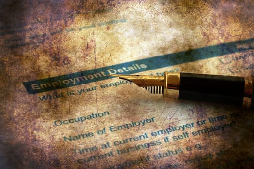 Employment application grunge concept