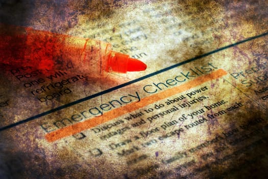 Emergency checklist grunge concept