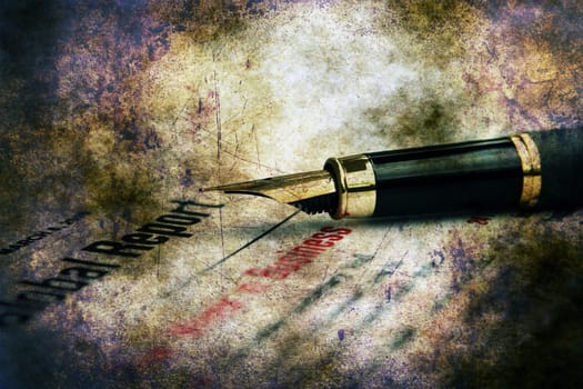 Fountain pen on Financial report