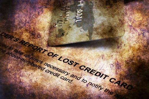 Report of lost credit card grunge concept