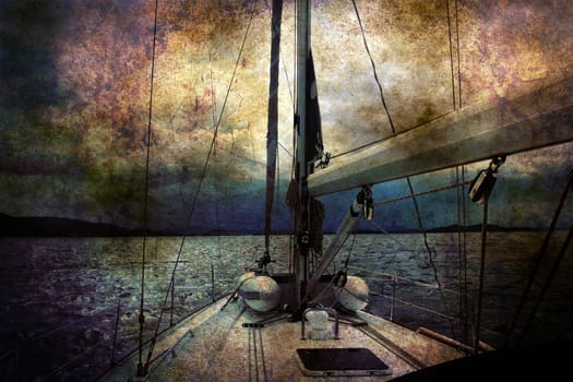 Sailing boat grunge concept