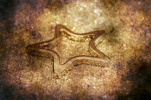 Gold star grunge concept