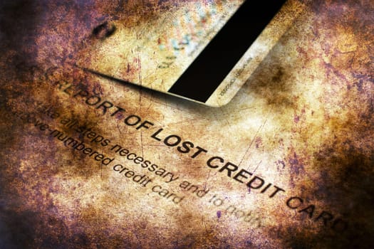 Report of lost credit card grunge concept
