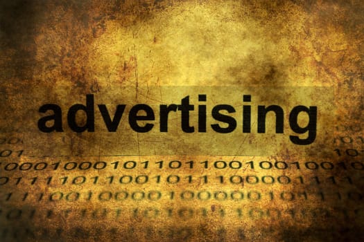 Advertising on binary data grunge concept