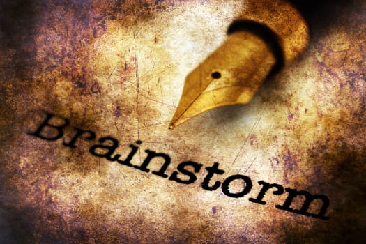 Brainstorm text and fountain pen grunge concept
