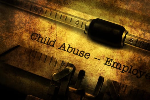 Child abuse form on vintage typewriter