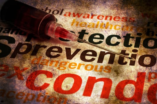 Syringe on health  on grunge background