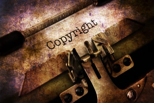 Copyright text on vintage typewriter