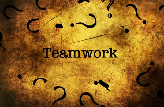 Teamwork and question mark grunge concept