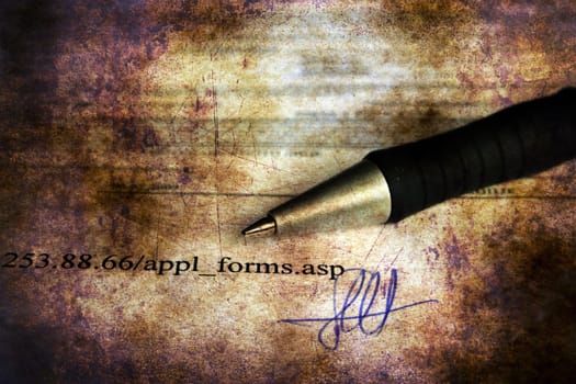 Application form and signature grunge concept
