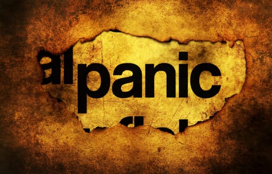 Panic text on paper hole grunge concept