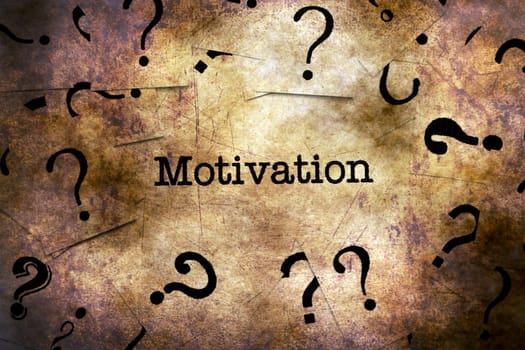 Motivation and question mark grunge concept