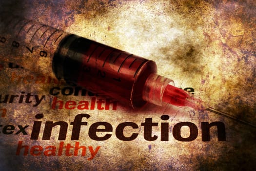 Syringe and aids infection grunge concept