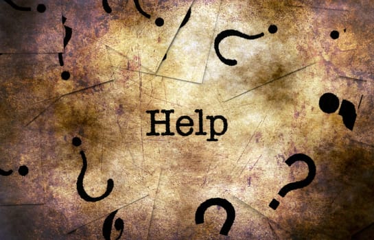 Help and question marks grunge concept
