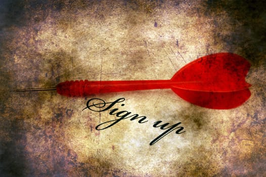 Sign up and dart grunge concept