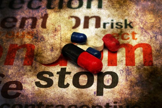 Stop using pills grunge concept