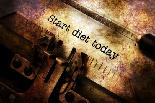 Start diet today text on typewriter