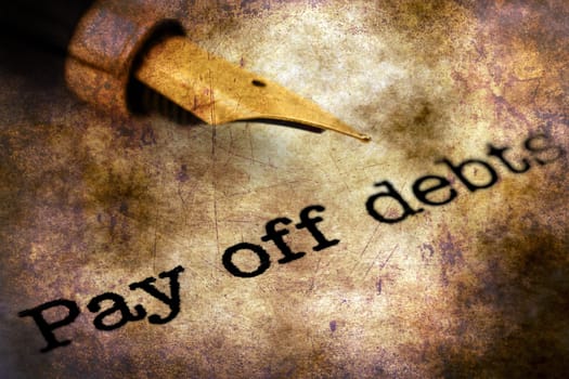 FOuntain pen on pay off debts text