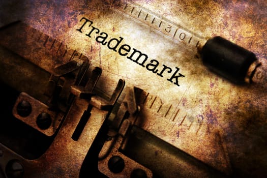 Trademark text on vintage typewriter