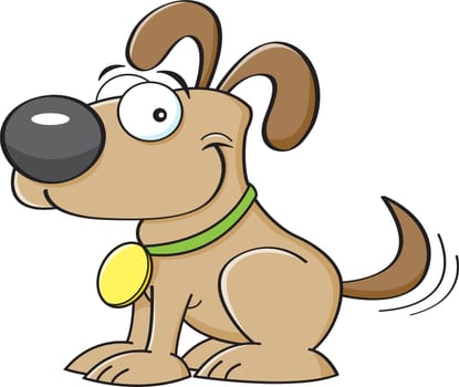 Cartoon illustration of a puppy wagging his tail.