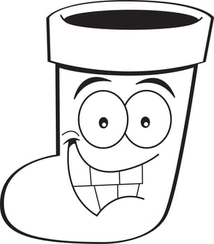 Cartoon illustration of a smiling Christmas stocking.