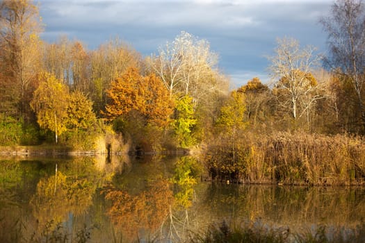 Autumn scenery near a lake in Germnay.