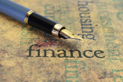 Close up of fountain pen on finance
