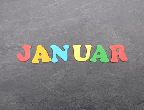 Term from colorful letters on slate board