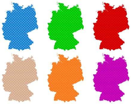 Karten von Deutschland auf grobem Gewebe