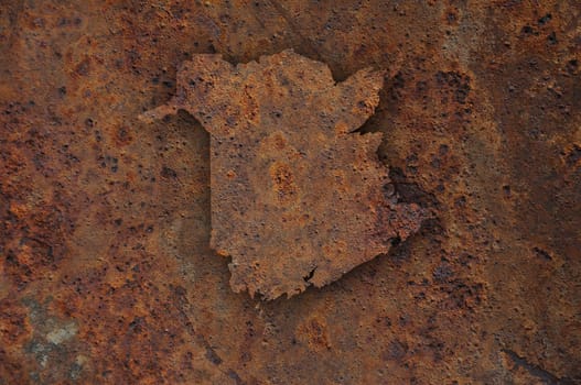 Map of New Brunswick on rusty metal