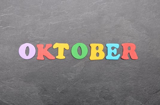 Term from colorful letters on slate board