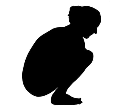 Frau traurig zusammengekauert