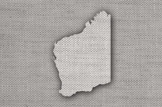 Map of Western Australia on old linen