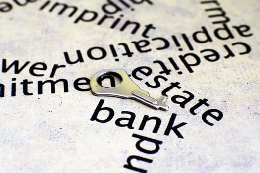 Close up of key on bank concept