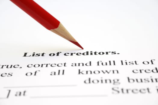 List of creditors