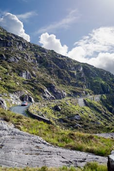 mountains and cliffs at the conor pass on the ring of kerry's wild atlantic way