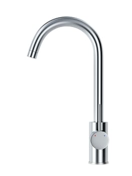 Silver kitchen faucet isolated on white background, side view