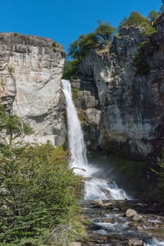 Senda Chorrillo del Salto, gorge, rocks and waterfall, El Chalten, Patagonia, Argentina