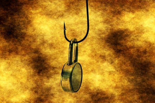 Close up of lock on hook