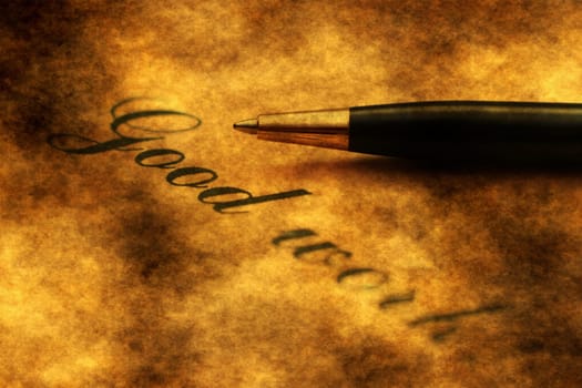 Pen on good work text grunge concept