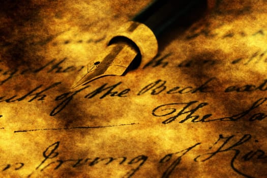 Fountain pen on old letter