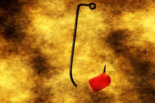 CLose up of pill on hook