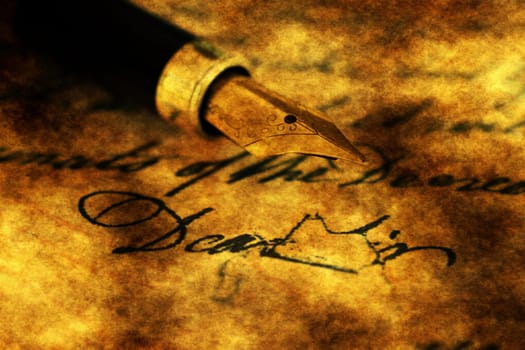 Fountain pen on old letter
