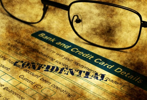 Bank and credit card application grunge concept