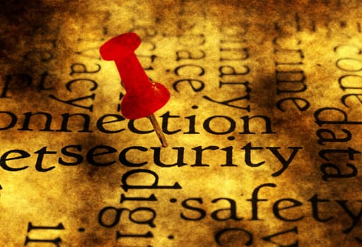 Push pin on security word cloud